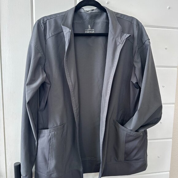 Women's Scrub Jacket – Dark Grey | Size Large | Lightweight Medical Layer - Picture 4 of 4